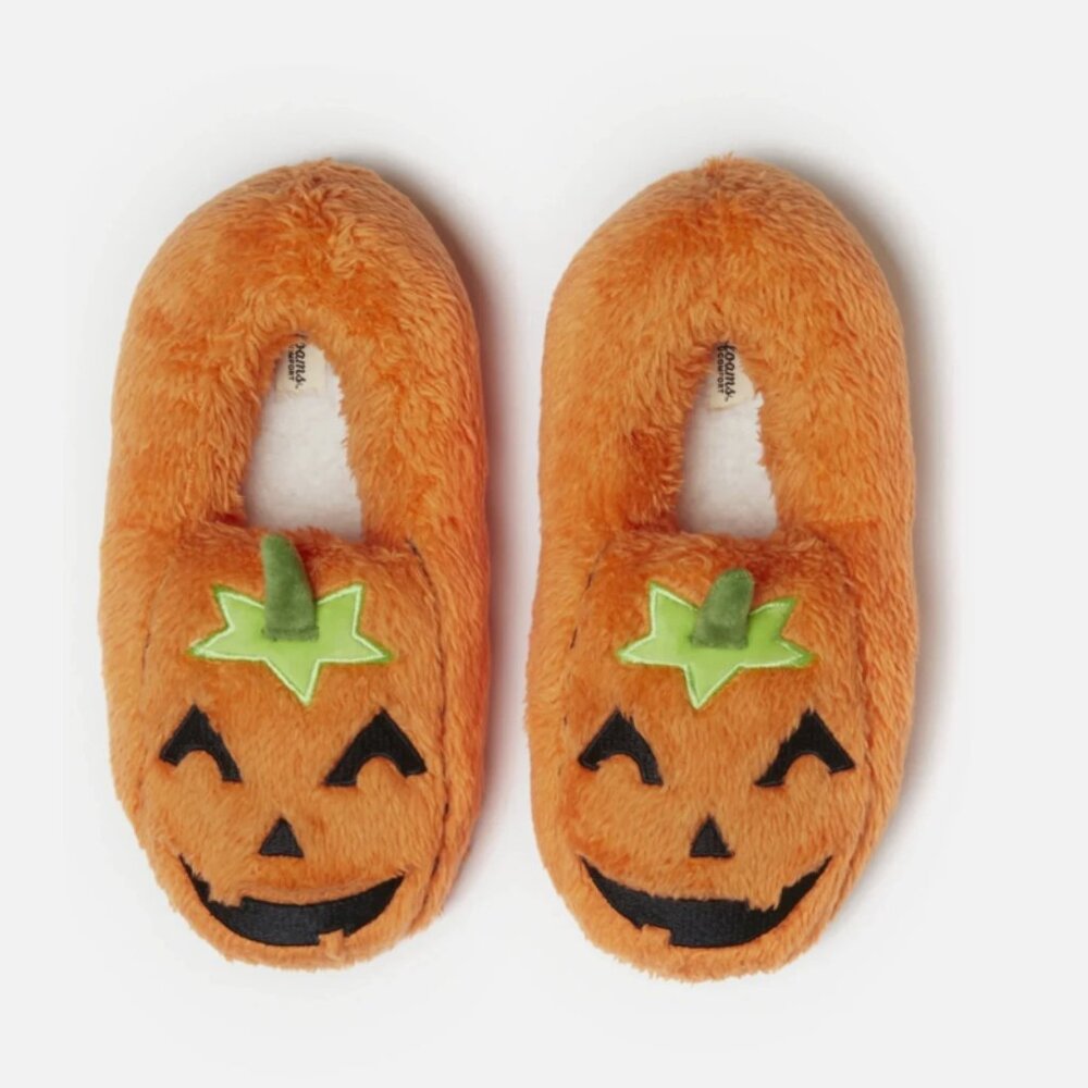 Dearfoams Cozy Comfort Halloween Pumpkin Slippers Unisex Closed Back Orange